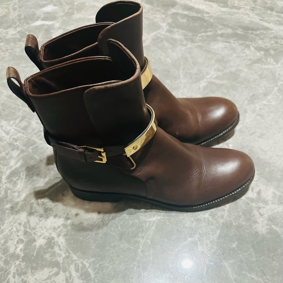 Michael Kors Rory Brown Leather Vero Cuoio Heel Ankle Booties Size 5 EU 35.5 - Picture 1 of 8